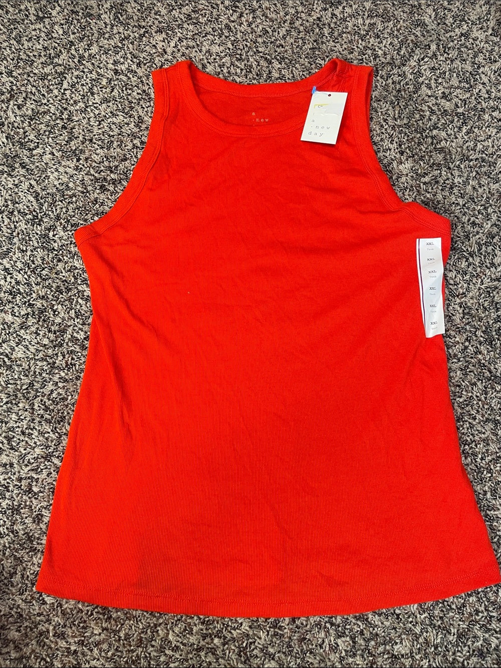 A New Day Red Ribbed Tank Top - Sleeveless Scoop Neck XXL NWT